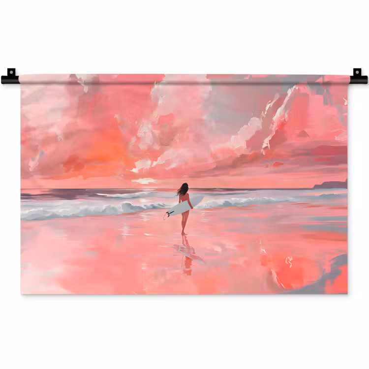 Wandkleed - Roze - Surfen - Zee — 1