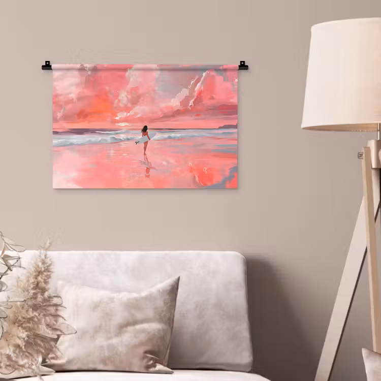 Wandkleed - Roze - Surfen - Zee — 2