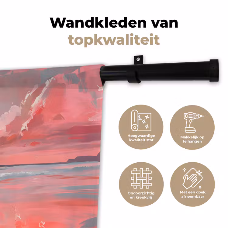 Wandkleed - Roze - Surfen - Zee — 3