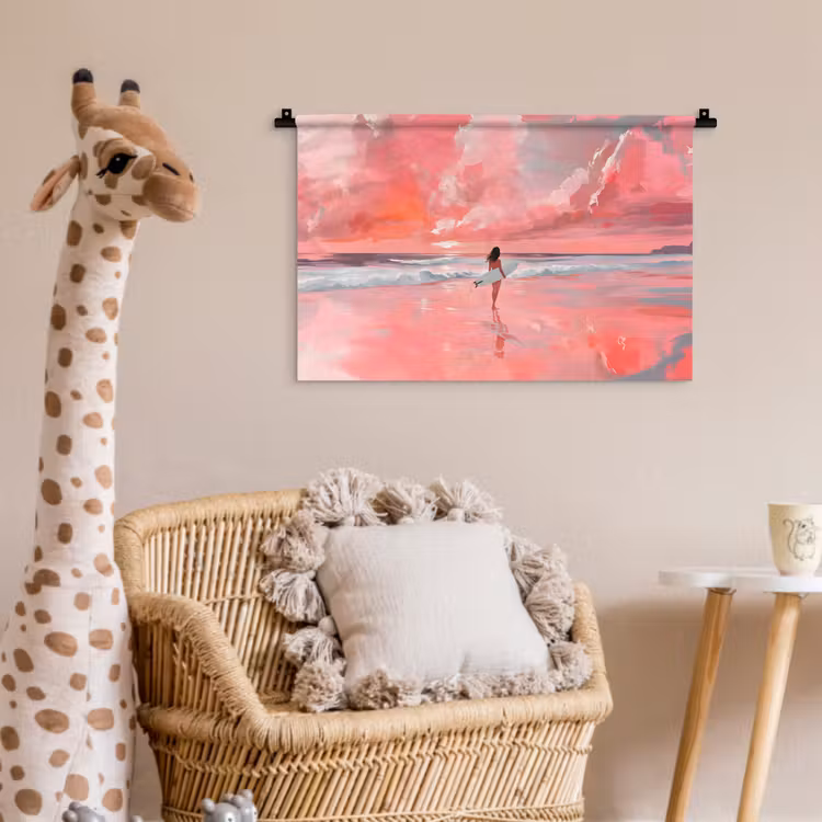 Wandkleed - Roze - Surfen - Zee — 5