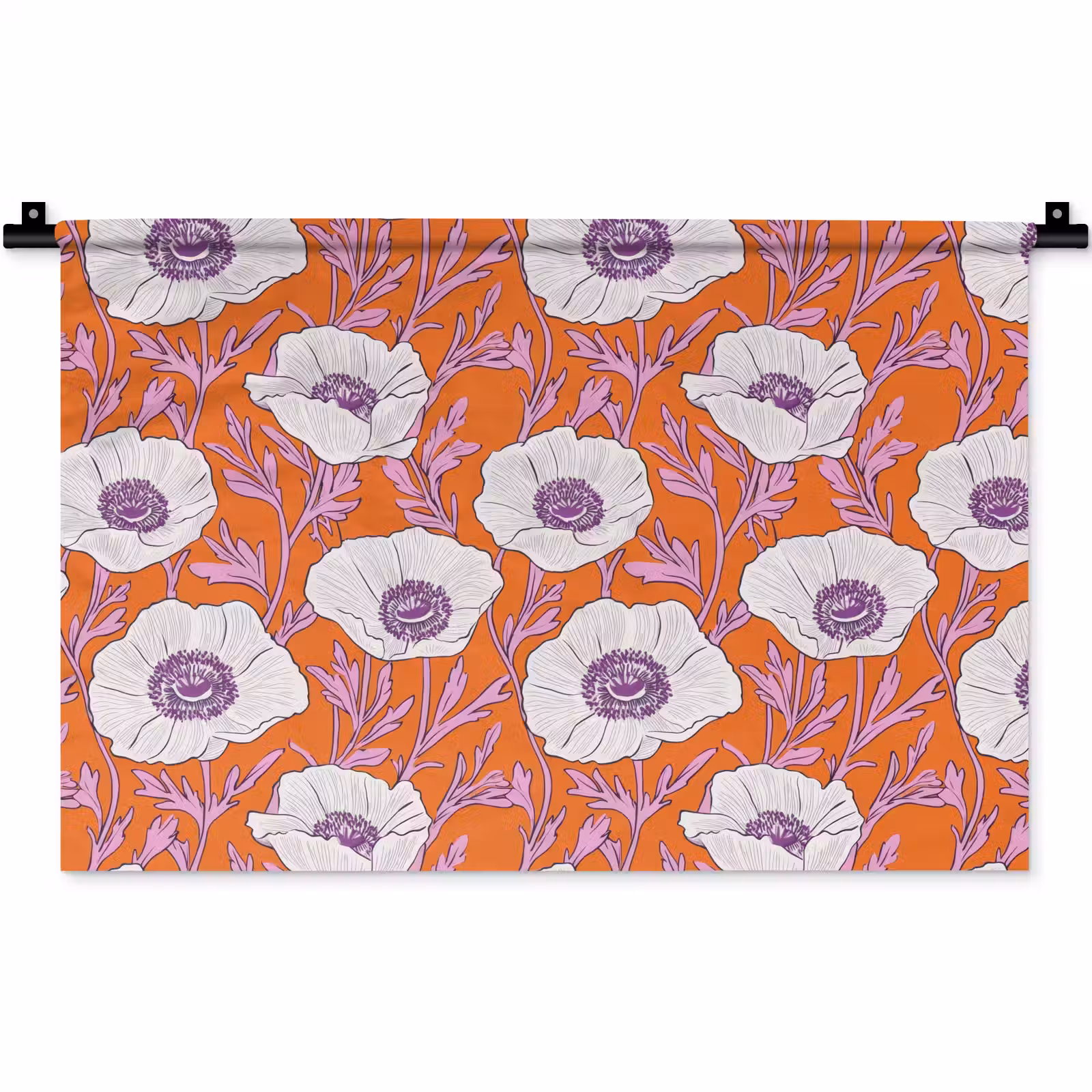 Wandkleed - Bloemen - Grafisch - Oranje — 1