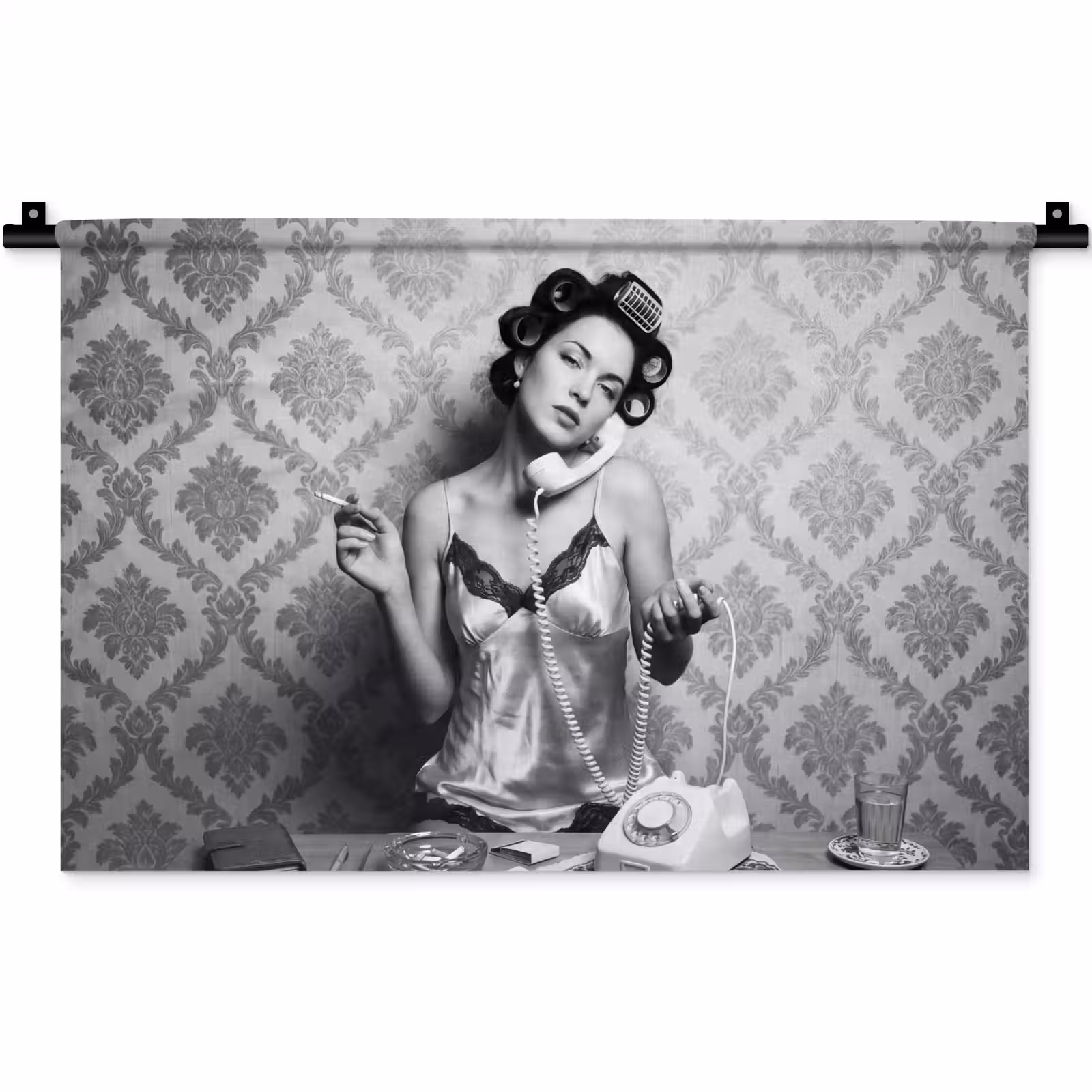 Wandkleed - Chic - Vrouw - Zwart - Wit — 1