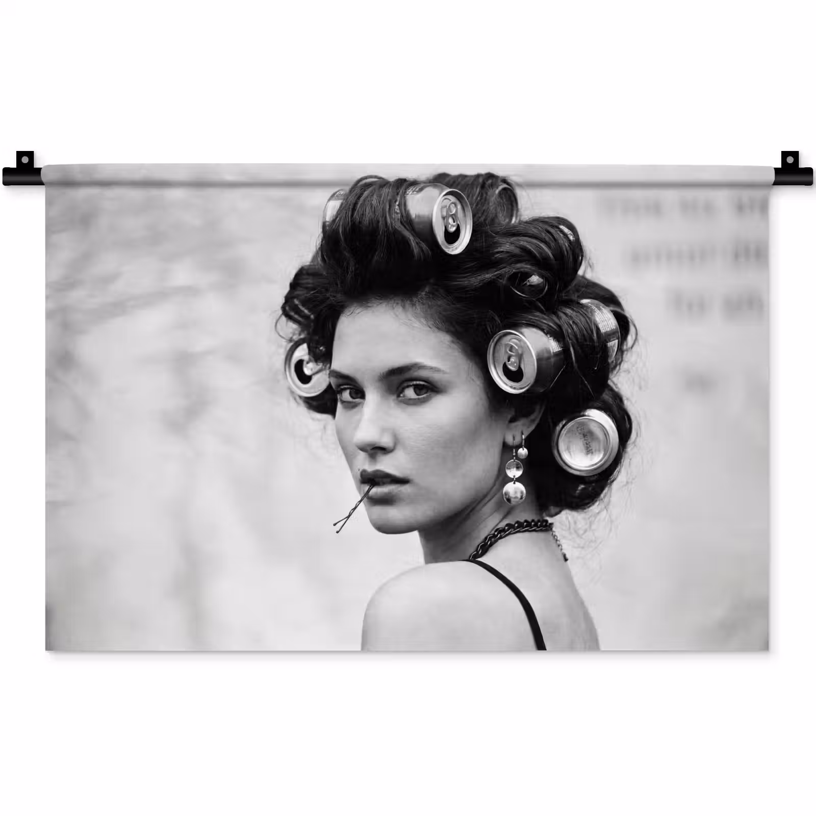 Wandkleed - Edgy - Vrouw - Zwart - Wit — 1