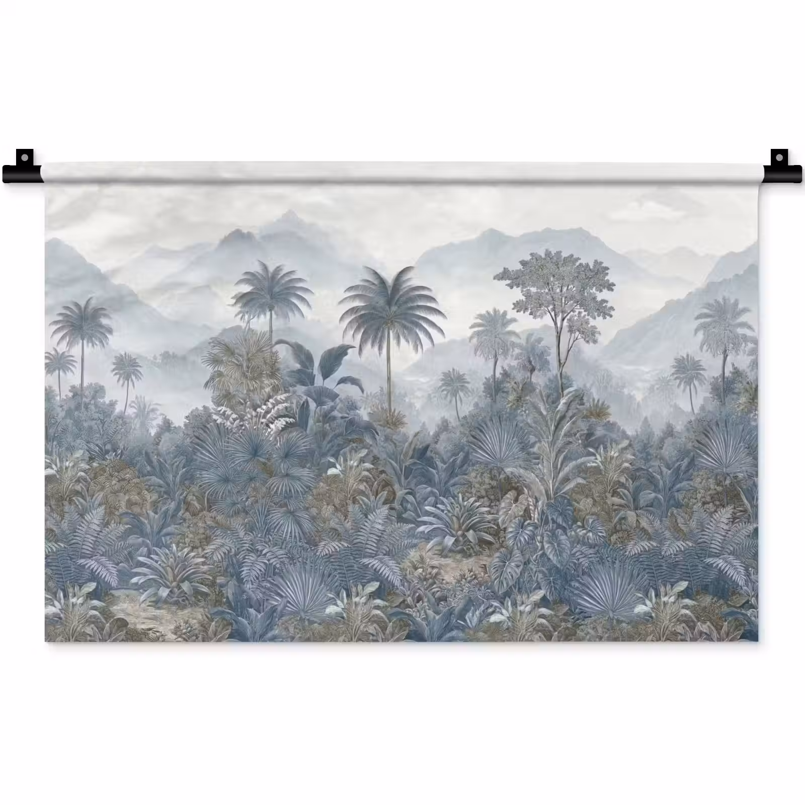 Wandkleed - Jungle - Landschap - Blauw — 1
