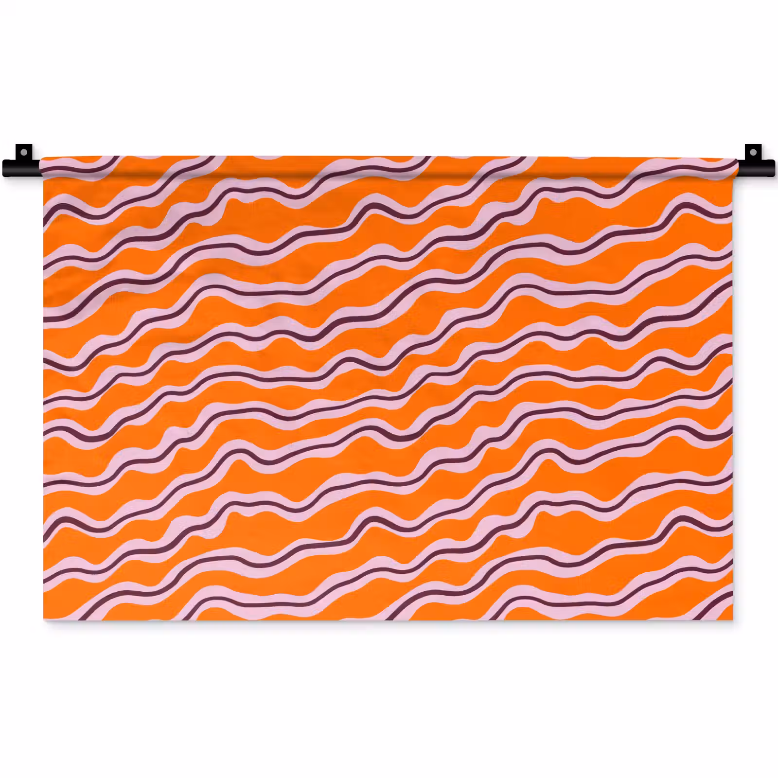 Wandkleed - Retro - Golvend - Oranje — 1