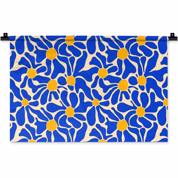 Wandkleed - Abstract - Bloem - Blauw — 1