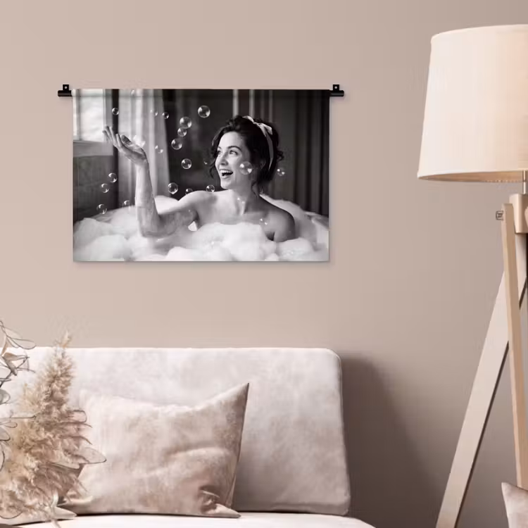 Wandkleed - Bad - Bubbels - Zwart - Wit — 2