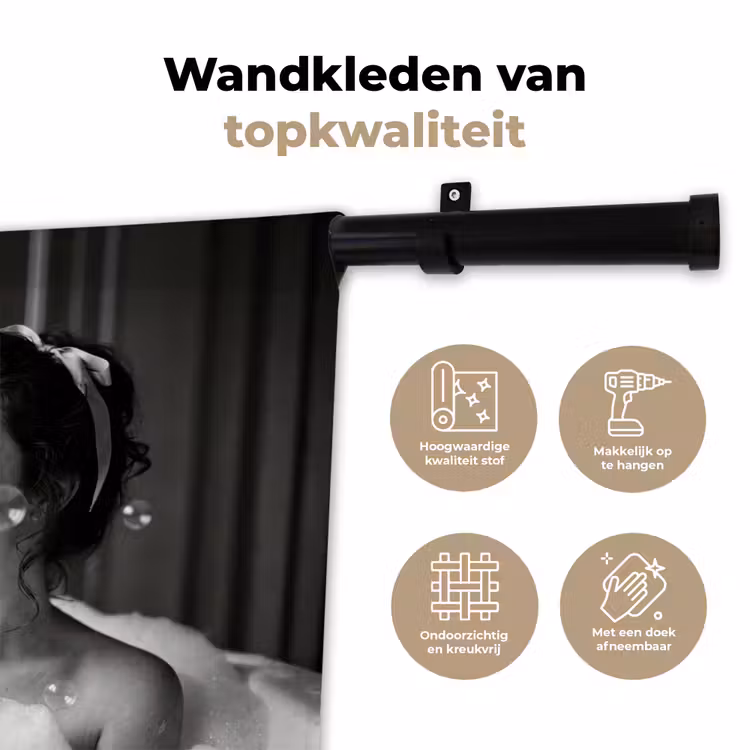 Wandkleed - Bad - Bubbels - Zwart - Wit — 3
