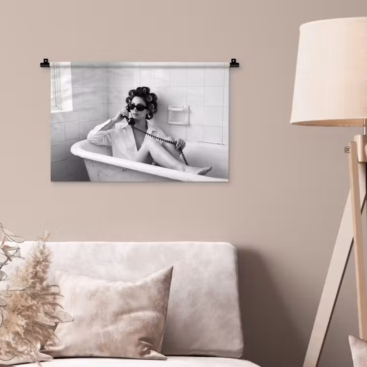 Wandkleed - Bad - Vrouw - Zwart - Wit — 2