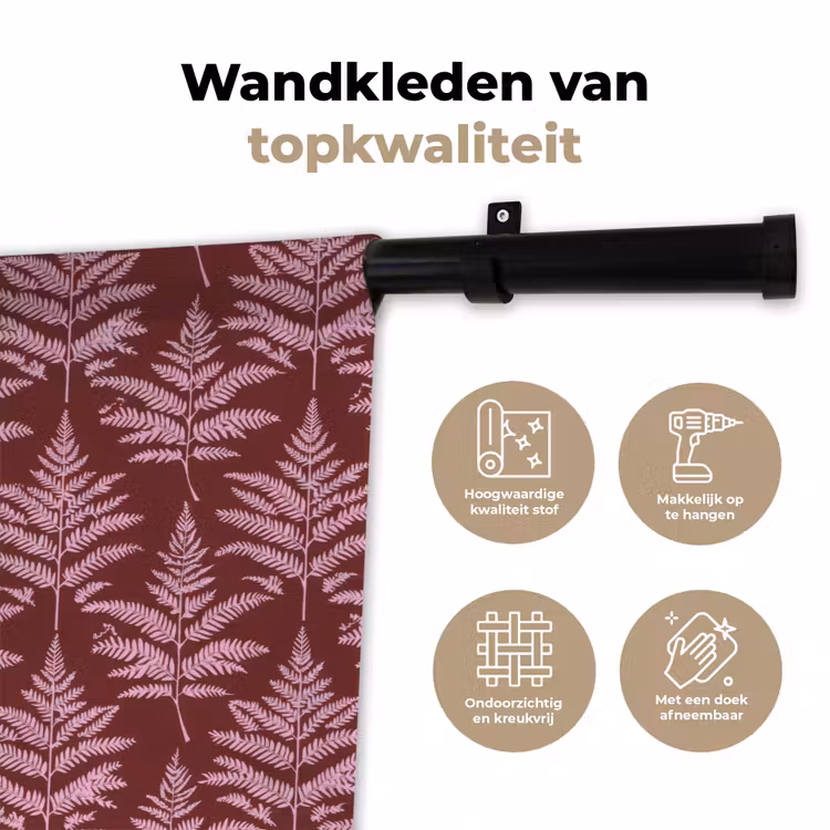 Wandkleed - Blad - Patroon - Paars — 3