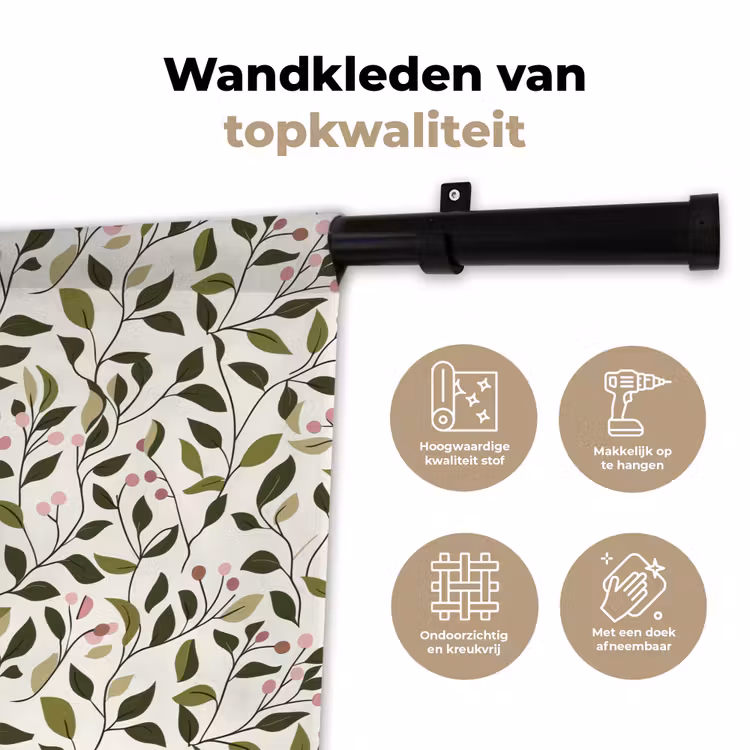 Wandkleed - Bladeren - Bessen - Roze — 3