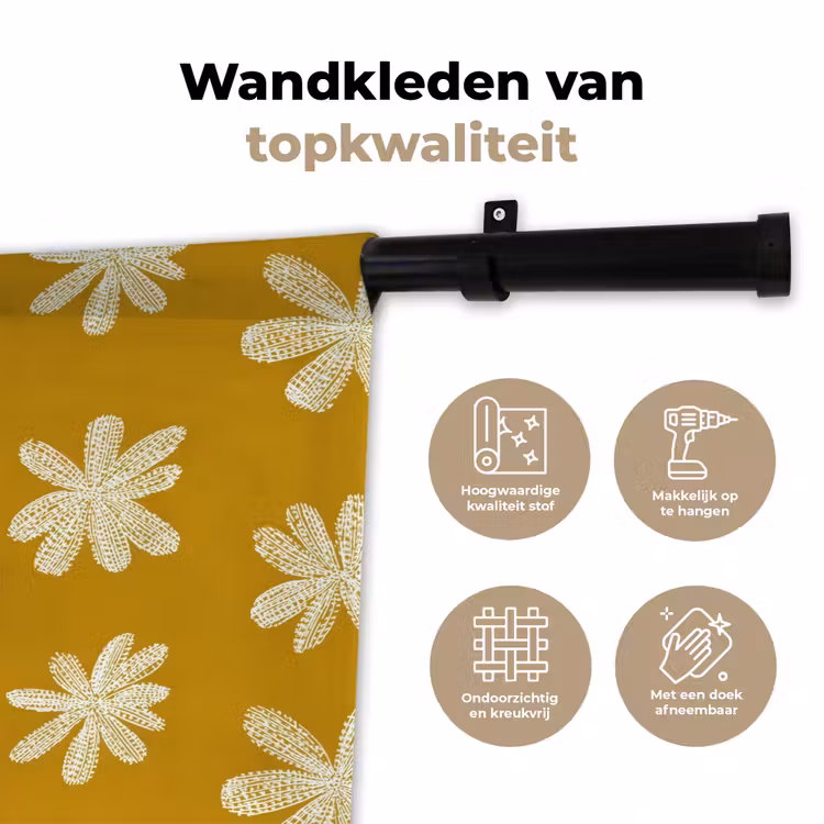 Wandkleed - Bloem - Speels - Okergeel — 3