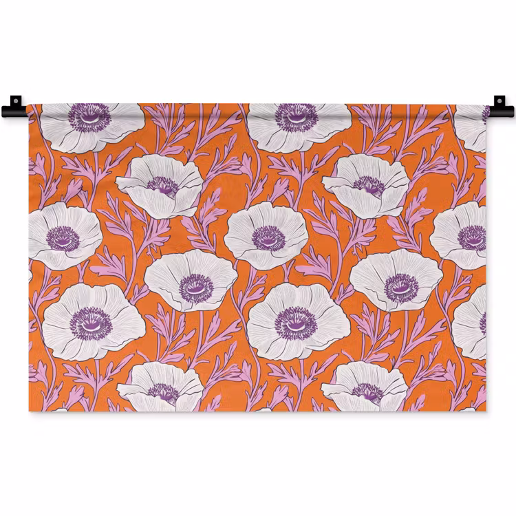 Wandkleed - Bloemen - Grafisch - Oranje — 1
