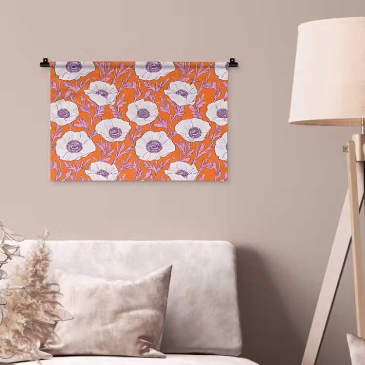 Wandkleed - Bloemen - Grafisch - Oranje — 2