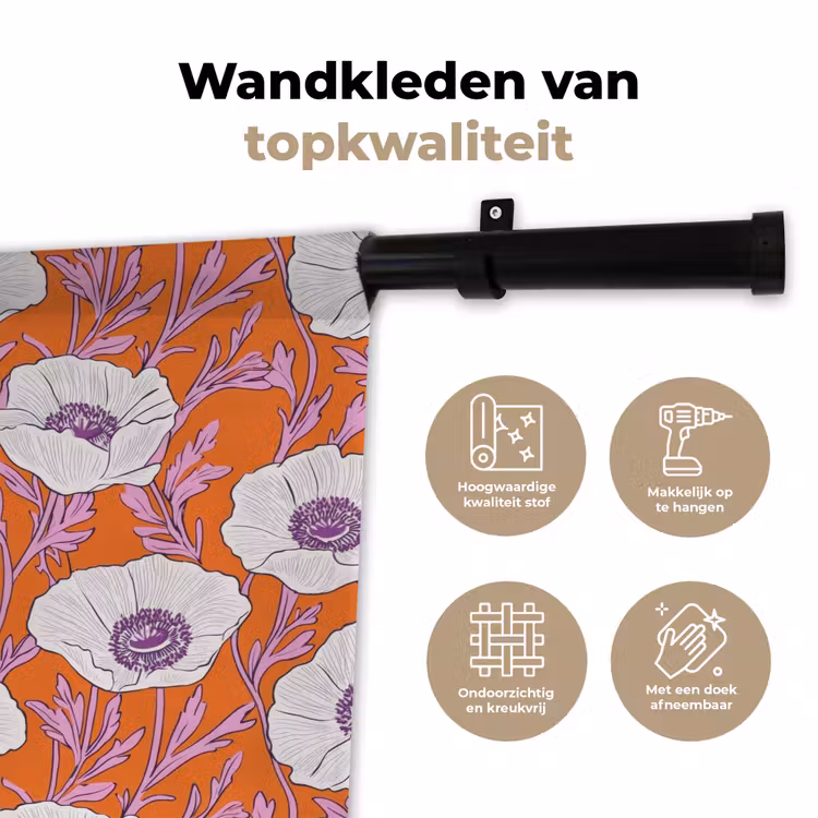 Wandkleed - Bloemen - Grafisch - Oranje — 3