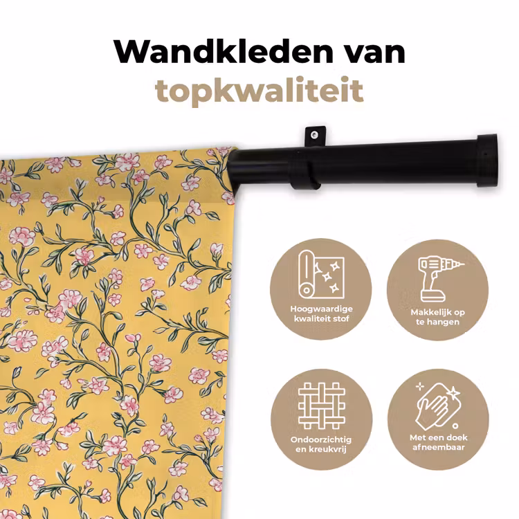 Wandkleed - Bloemen - Motief - Geel — 3