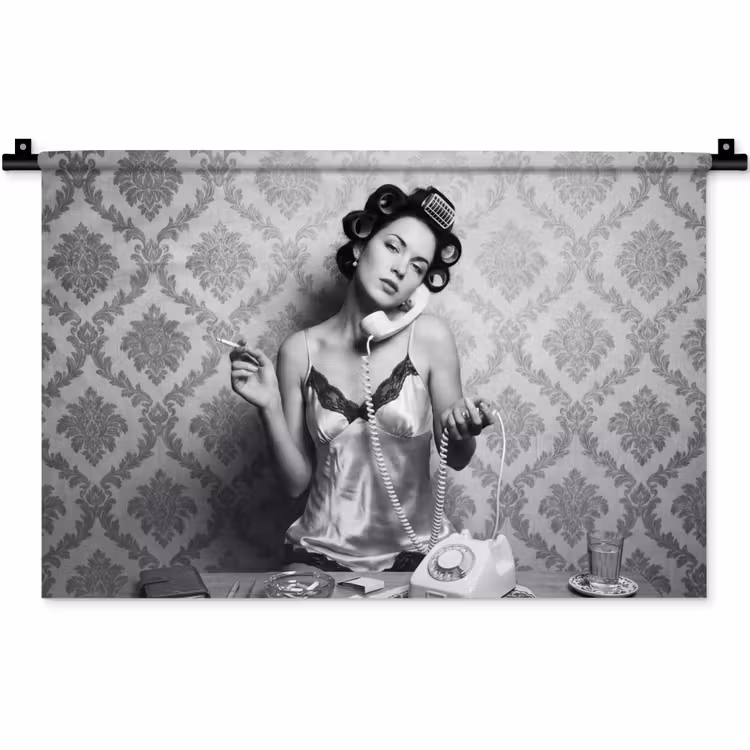 Wandkleed - Chic - Vrouw - Zwart - Wit — 1