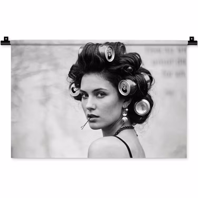 Wandkleed - Edgy - Vrouw - Zwart - Wit — 1