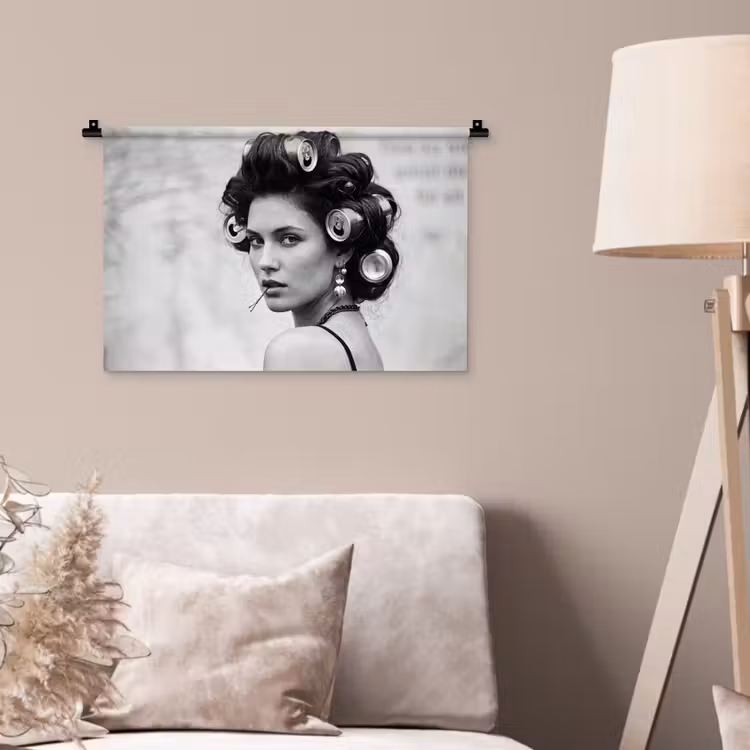 Wandkleed - Edgy - Vrouw - Zwart - Wit — 2