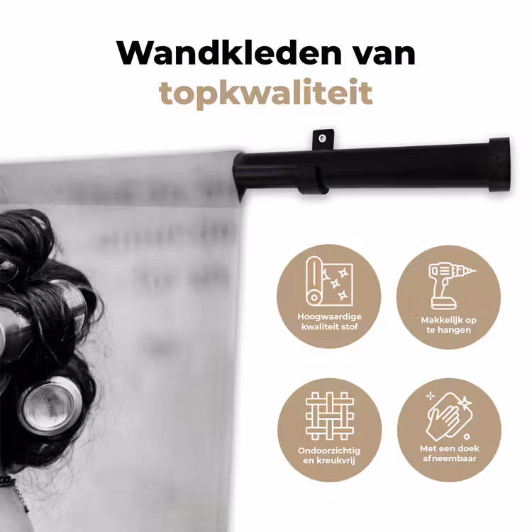 Wandkleed - Edgy - Vrouw - Zwart - Wit — 3