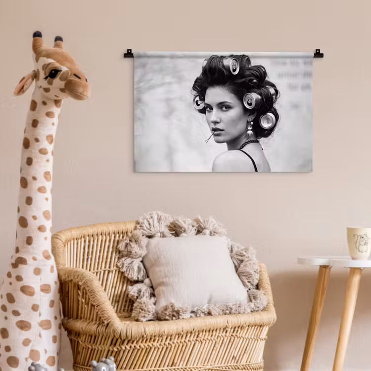 Wandkleed - Edgy - Vrouw - Zwart - Wit — 5