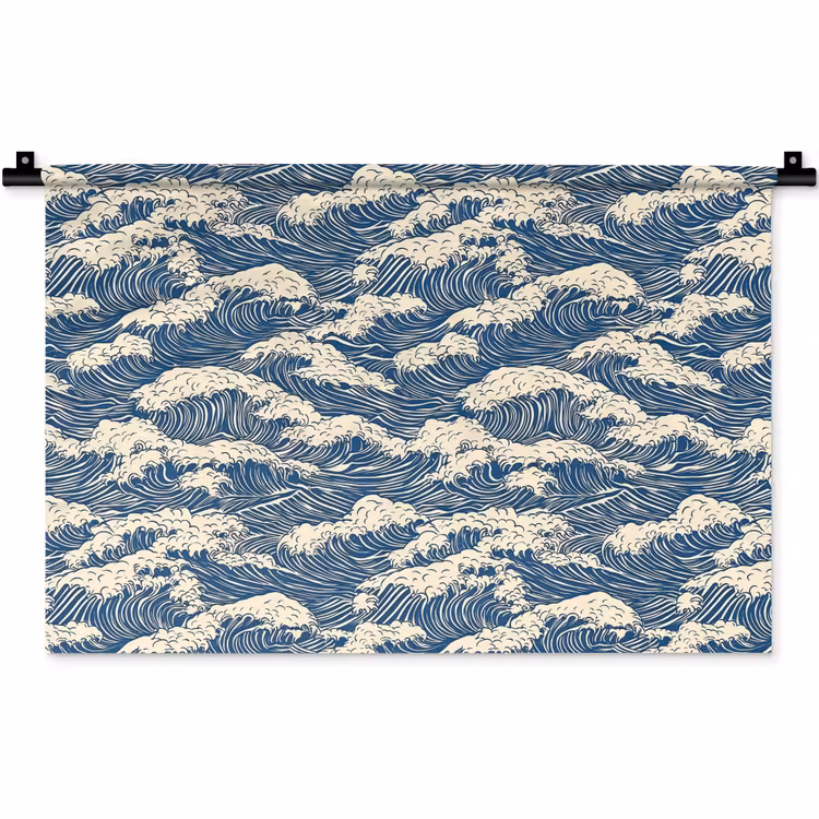 Wandkleed - Golven - Klassiek - Blauw — 1