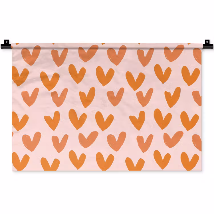 Wandkleed - Hartjes - Getekend - Oranje — 1