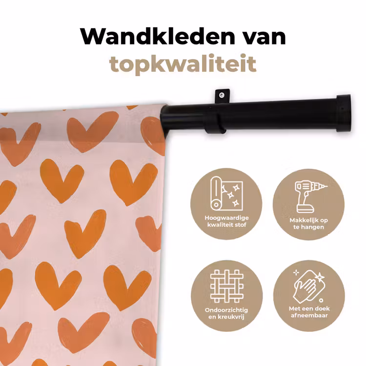Wandkleed - Hartjes - Getekend - Oranje — 3