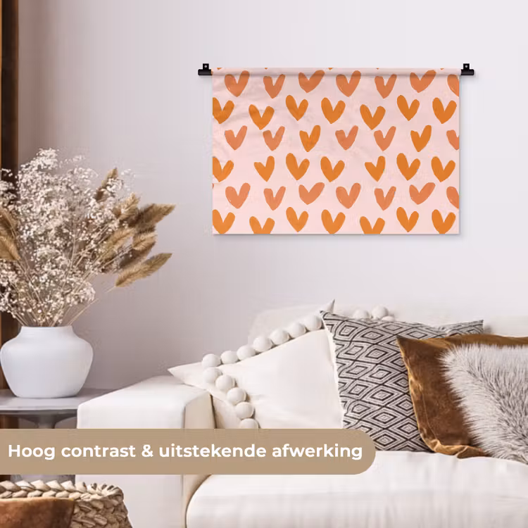 Wandkleed - Hartjes - Getekend - Oranje — 4