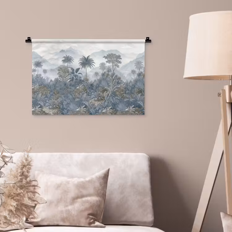 Wandkleed - Jungle - Landschap - Blauw — 2
