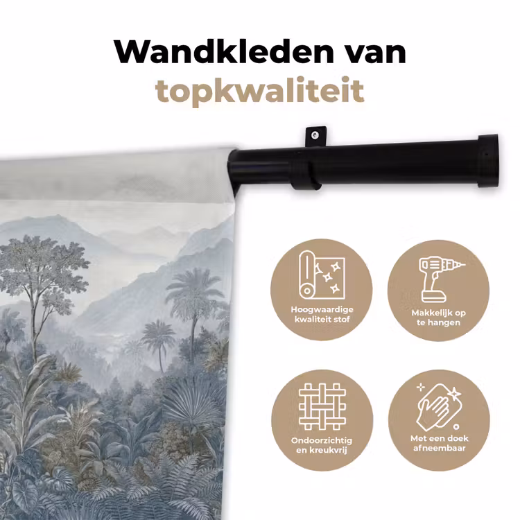 Wandkleed - Jungle - Landschap - Blauw — 3