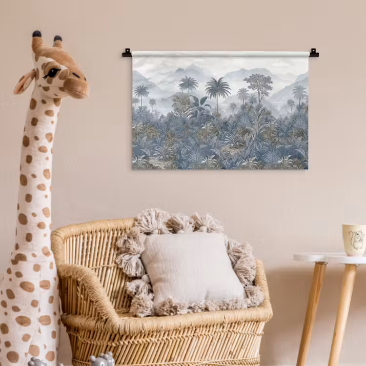 Wandkleed - Jungle - Landschap - Blauw — 5