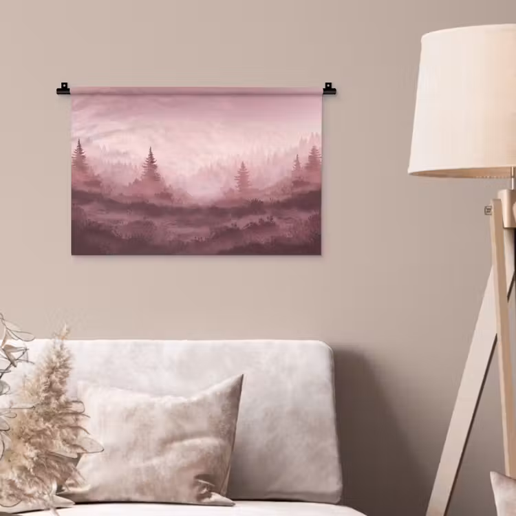 Wandkleed - Landschap - Mistig - Roze — 2