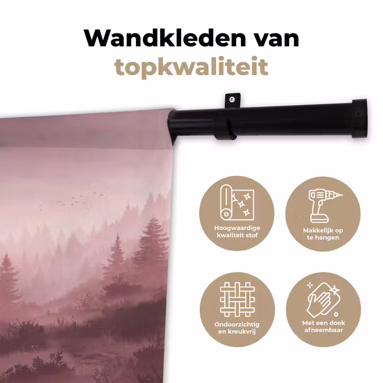 Wandkleed - Landschap - Mistig - Roze — 3