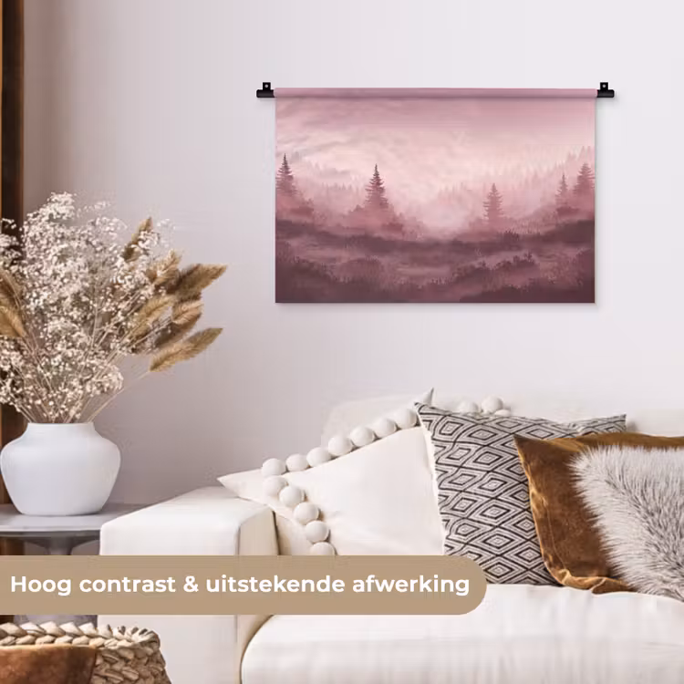 Wandkleed - Landschap - Mistig - Roze — 4