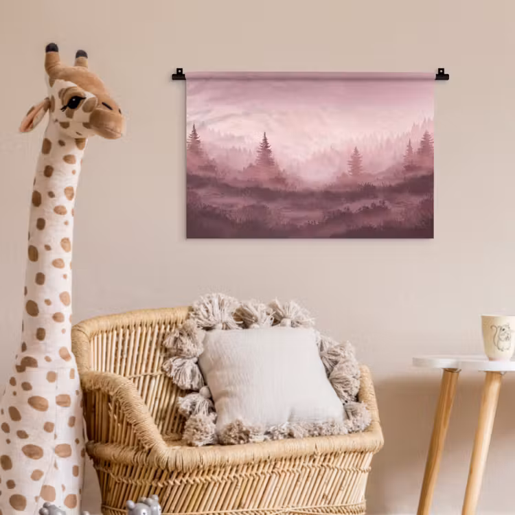Wandkleed - Landschap - Mistig - Roze — 5