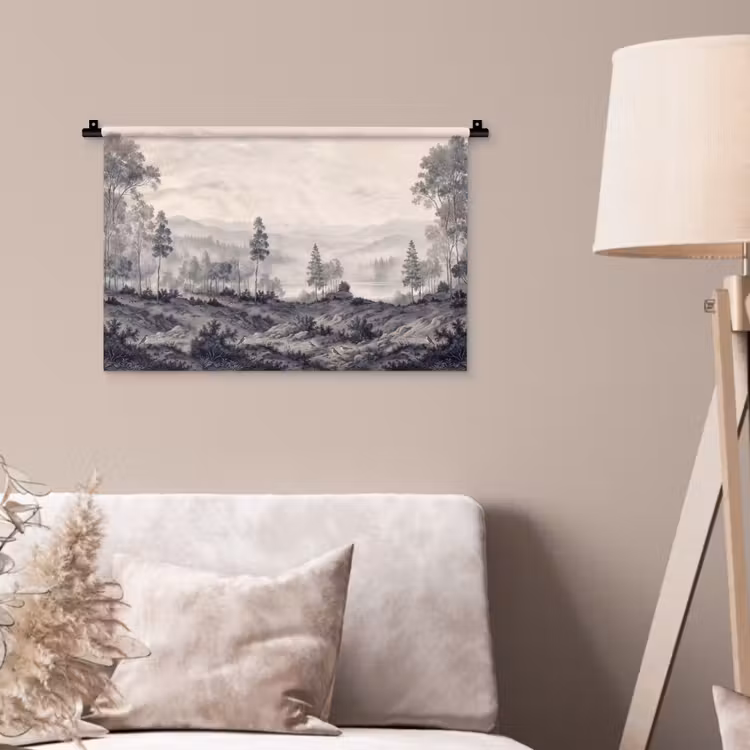 Wandkleed - Mistig - Berglandschap - Illustratie — 2