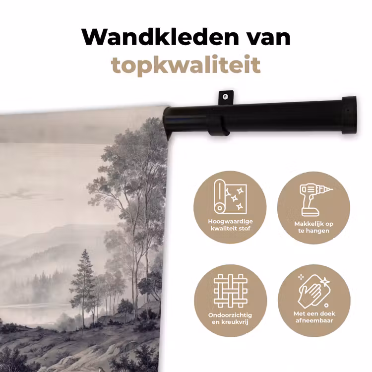 Wandkleed - Mistig - Berglandschap - Illustratie — 3