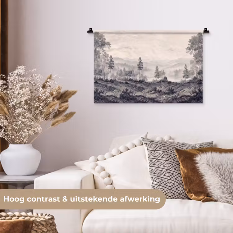 Wandkleed - Mistig - Berglandschap - Illustratie — 4