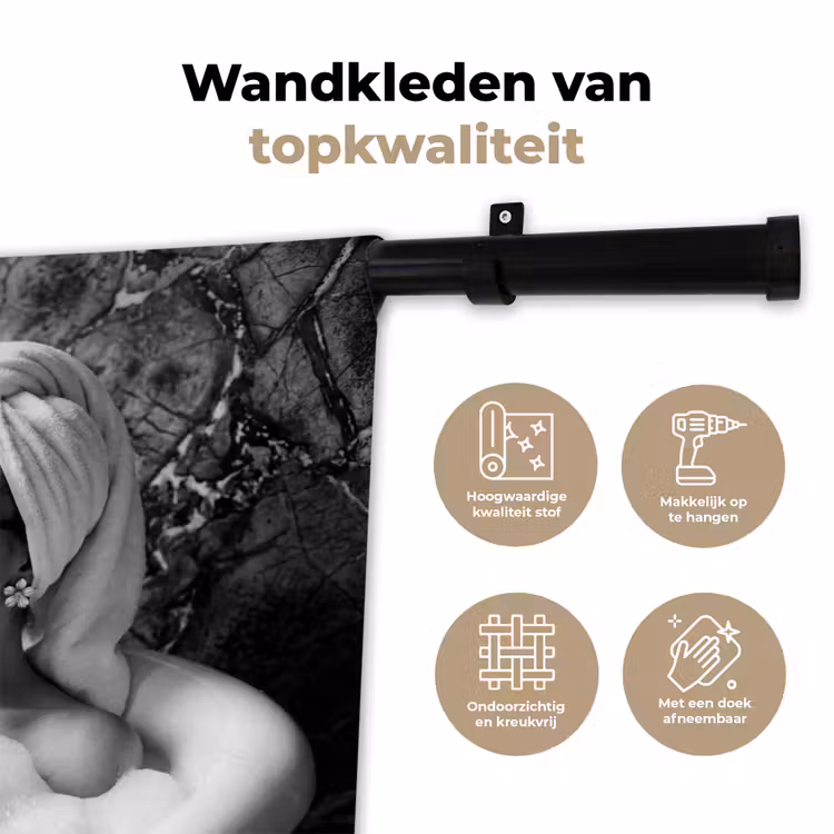 Wandkleed - Relaxt - Bad - Zwart - Wit — 3