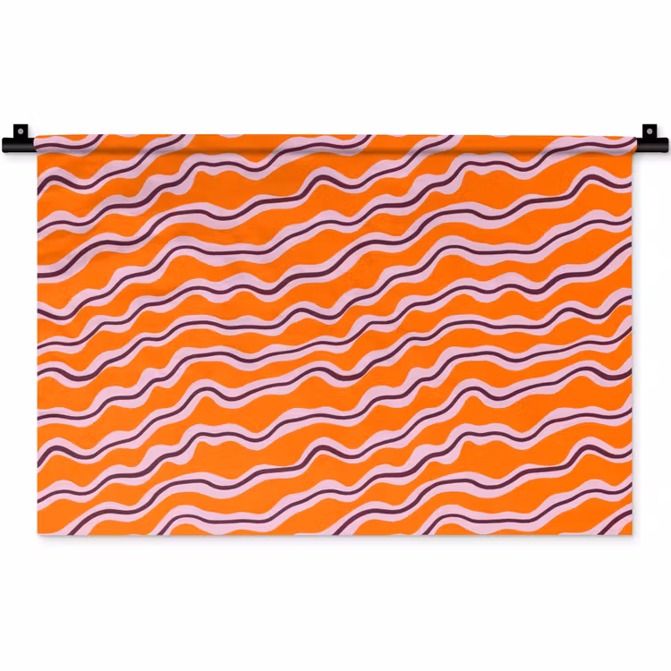 Wandkleed - Retro - Golvend - Oranje — 1