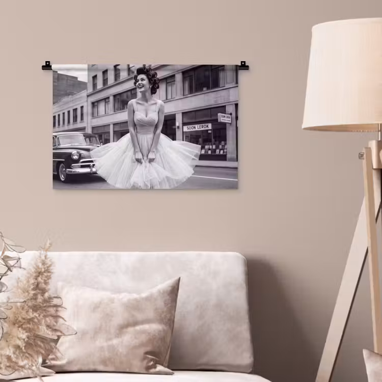 Wandkleed - Retro - Vrouw - Zwart - Wit — 2