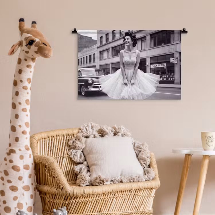 Wandkleed - Retro - Vrouw - Zwart - Wit — 5