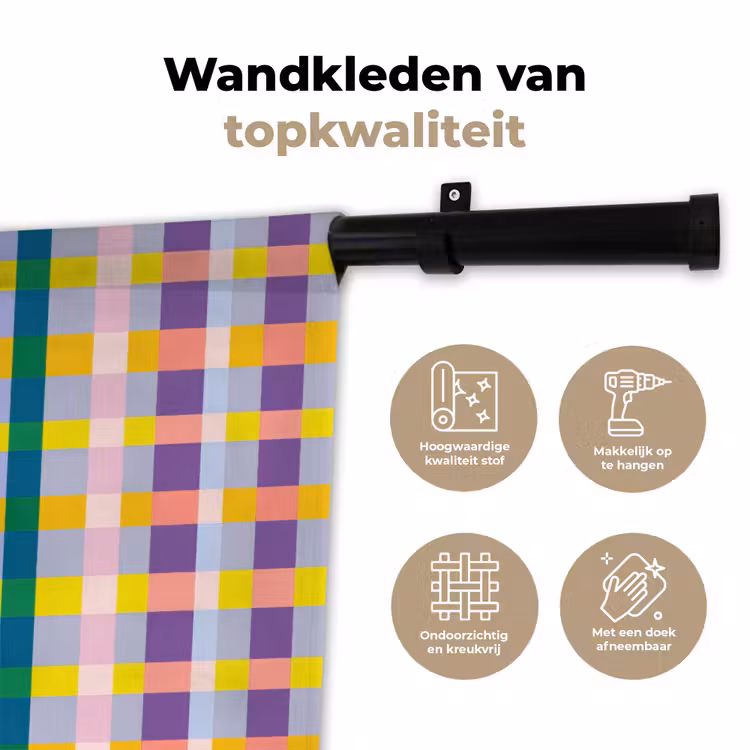 Wandkleed - Ruit - Patroon - Kleurrijk — 3