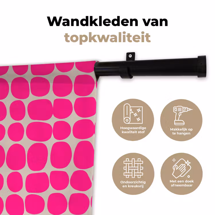 Wandkleed - Stippen - Patroon - Roze — 3