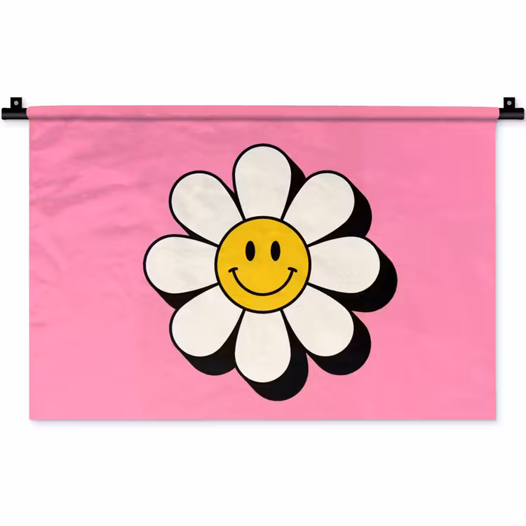 Wandkleed - Smiley - Bloem - Roze — 1