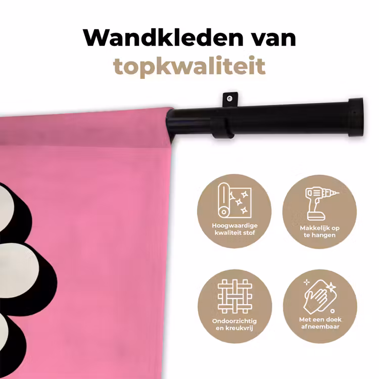 Wandkleed - Smiley - Bloem - Roze — 3