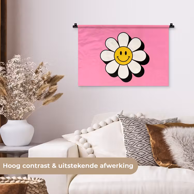 Wandkleed - Smiley - Bloem - Roze — 4