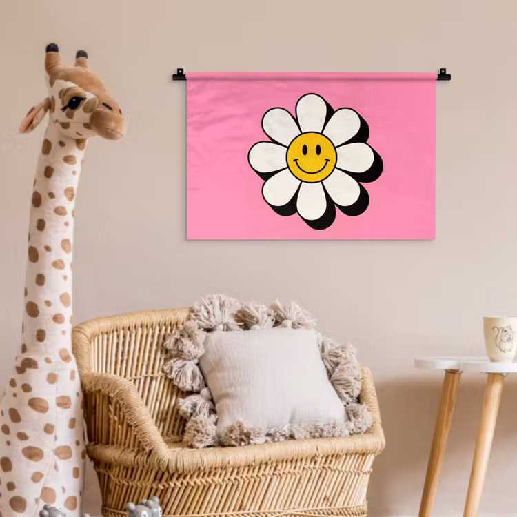 Wandkleed - Smiley - Bloem - Roze — 5