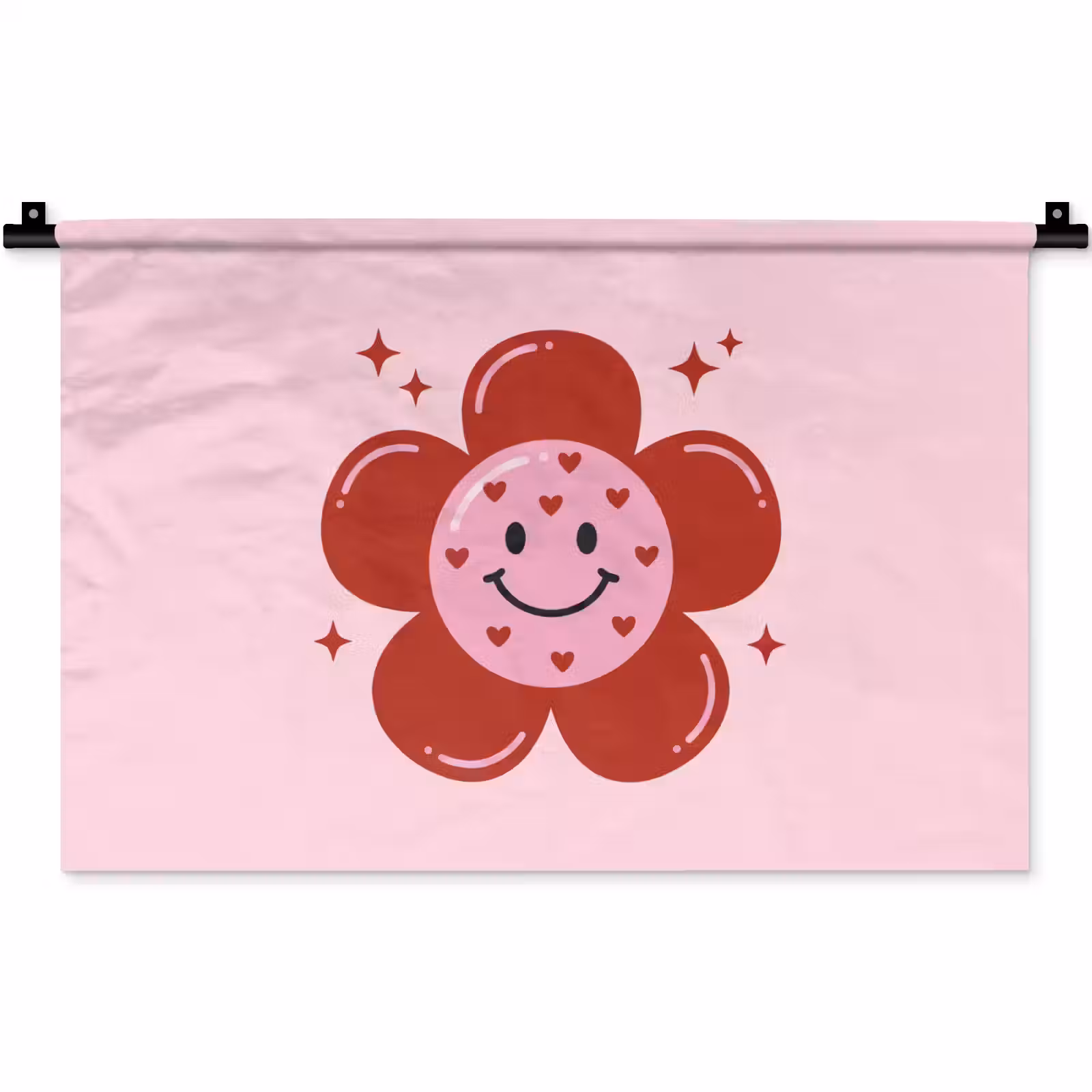 Wandkleed - Bloem - Roze - Hartjes — 1
